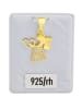 Adeliás Damen Anhänger – Engel Herzanhänger aus 925 Silber mit Zirkonia in gold