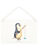 Mr. & Mrs. Panda Deko Schild Pinguin Angler ohne Spruch in Weiß