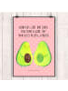 Mr. & Mrs. Panda Bild Avocado Pärchen mit Spruch in Rot Pastell