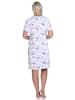NORMANN kurzarm Nachthemd floralem Alloverprint und Knopfleiste am Hals - 79284 in weiss