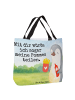 Mr. & Mrs. Panda Schultertasche Pinguin Pommes Design mit Spruch in Weiß
