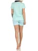 NORMANN Shorty Schlafanzug Pyjama kurzarm Blümchen Design - 62812 in mint
