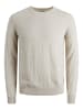 Jack & Jones Dünner Langarm Strickpullover Rundhals Basic Sweater JJEEMIL in Hellgrau