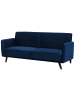 Beliani 3-Sitzer Sofa SENJA in Blau/Dunkler Holzfarbton - (W) 198 x (H) 87 x (L) 95 cm