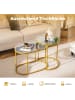 COSTWAY Couchtisch Glas 2tlg. Set in Gold