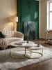 KADIMA DESIGN Couchtisch 2er-Set | Marmor-Optik Weiß-Gold, Metall, Rund in Gold