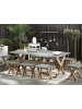 Beliani 9-tlg Gartentisch Set OLBIA in Grau/Braun