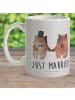 Mr. & Mrs. Panda Haferl Bär Heirat mit Spruch in Grau Pastell