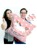 Mr. & Mrs. Panda Kopfkissen 40x40 Einhorn Happy mit Spruch in Rot Pastell