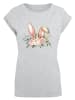 F4NT4STIC T-Shirt Blumen Osterhasen Ohren Dekor in grau meliert