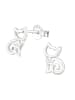 Alexander York Kinderschmuck-Ohrstecker KATZE cut-out Design mit Zirkonia in silver