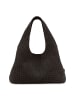 Les Visionnaires Paz Weave Schultertasche Leder 44 cm dark brown
