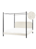 Beliani Himmelbett DANNEMOIS in Weiß/Schwarz - (W) 190 x (H) 180 x (L) 211 cm