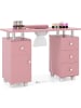 COSTWAY Maniküretisch mit elektrischer Staubabsaugung in Rosa