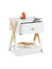 relaxdays Kinder-Nachttisch in Weiß/ Natur - (B)34 x (H)42 x (T)32 cm