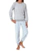 NORMANN Schlafanzug Frottee Pyjama Bündchen und Streifen - 82507 in hellblau