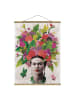 WALLART Stoffbild mit Posterleisten - Frida Kahlo - Blumenportrait in Rot