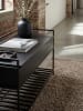 KADIMA DESIGN Schuhbank Massivholz | Mango/Metall, 90x52cm, Schwarz, mit Regal in Schwarz