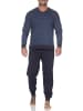 NORMANN Langarm Schlafanzug Pyjama Bündchen Streifen in navy