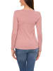 Alkato Alkato Damen Langarm Shirt mit O-Ausschnitt in beige