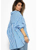SASSYCLASSY Oversize Musselin Bluse mit hellen Streifen in Blau