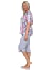NORMANN Kurzarm Schlafanzug Capri Pyjama Shorty in grau