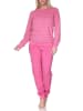 NORMANN Frottee Schlafanzug langarm Bündchen Streifenoptik in rosa