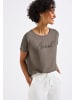 Street One Shirt mit Wording-Stickerei in Braun