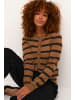 Kaffe Strickjacke KAmala Regular fit in Brown / Black Stripe