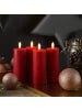 Adilina 4x LED Kerze LINA Echtwachs Rustik-Optik 5x12,5cm in rot