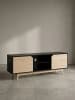 KADIMA DESIGN Lowboard Schwarz Eiche-Dekor 150x55x40 TV-Kommode Modern Design in Schwarz-Beige