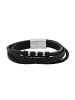 Adeliás Unisex Armband aus Leder 20,5 cm in schwarz