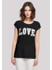 F4NT4STIC Extended Shoulder T-Shirt Love University Valentinstag Herz in schwarz