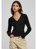 Urban Classics Urban Classics Damen Ladies Short Rib Knit Cardigan in black