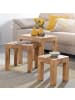 KADIMA DESIGN Holz Satztisch Set "NAKO", 3-teilig, im Landhaus-Stil, platzsparend in Beige