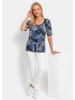 GOLDNER Viskoseshirt mit Palmenprint in royalblau / grau / schwarz / gemustert
