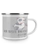 Mr. & Mrs. Panda Tasse Bester Bräutigam mit Spruch in Heather Grey