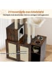 COSTWAY Kratzbaum mit Katzenklo Schrank in Braun