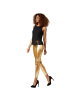 tectake Lange Leggings in glänzendem Metallic-Look, gold
