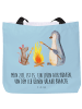 Mr. & Mrs. Panda Shopper Damen Pinguin Lagerfeuer mit Spruch in Eisblau