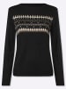 Sieh an! Langarm-Pullover in schwarz-camel-gemustert