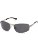 styleBREAKER Rechteckige Halbrand Sonnenbrille in Silber / Grau getönt