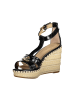 Ralph Lauren Schwarz Leder Damen Sandale