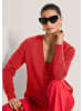 MADELEINE Kurze Sommerstrick-Jacke, V-Ausschnitt in rot