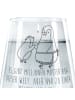 Mr. & Mrs. Panda Trinkglas Pinguin mit Kind mit Spruch in Transparent