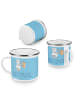 Mr. & Mrs. Panda Camping Emaille Tasse 8. Hochzeitstag Blechhoch... in Sky Blue
