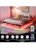 COSTWAY Bettgestell Metall mit LED 200 x 140 cm in Schwarz
