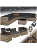 tectake Rattan Lounge für 6 Personen, mit Sicherheitsglasplatte, UV-beständig