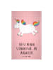 Mr. & Mrs. Panda Gästehandtuch Einhorn Happy mit Spruch in Rot Pastell