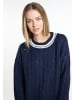 DreiMaster Maritim Damen Strickpullover in Marine Wollweiss